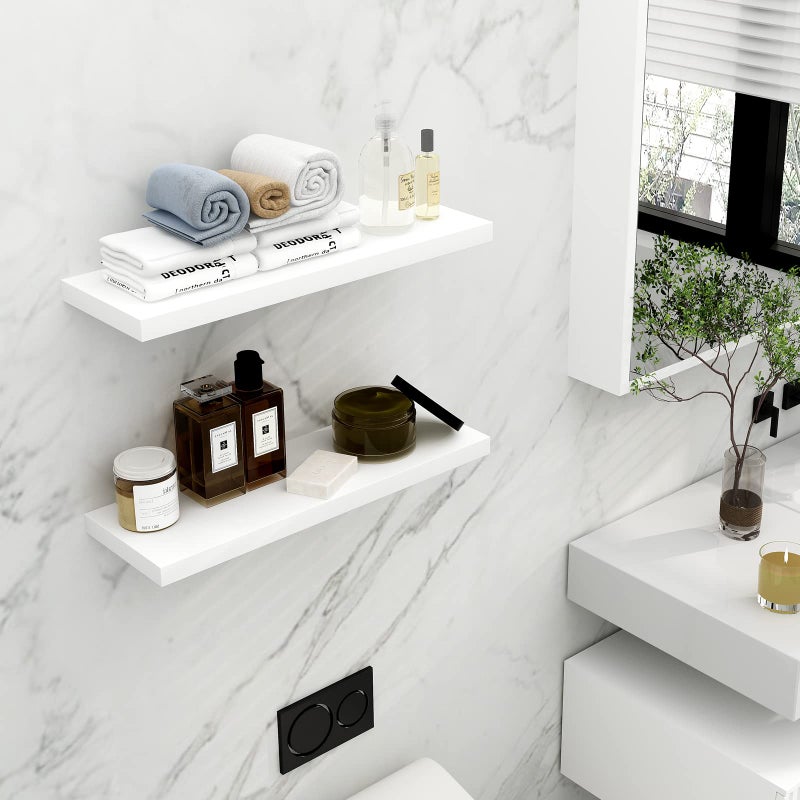 WELLAND Simons Floating Wall Shelf Ledge Shelves, 18-Inch, White - Image 3